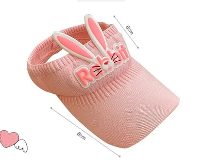 Kids Bunny Ear Sun Hat - Adjustable Rabbit Wings Visor, Cotton-Blend Sun Hat for Boys & Girls (Ages 3-12)
