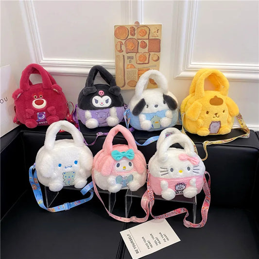 Kawaii Sanrio Plush Backpack – Kuromi, Melody, Cinnamoroll & Pochacco Anime Plush Handbags for Girls, Perfect Gift - Kidzy Market