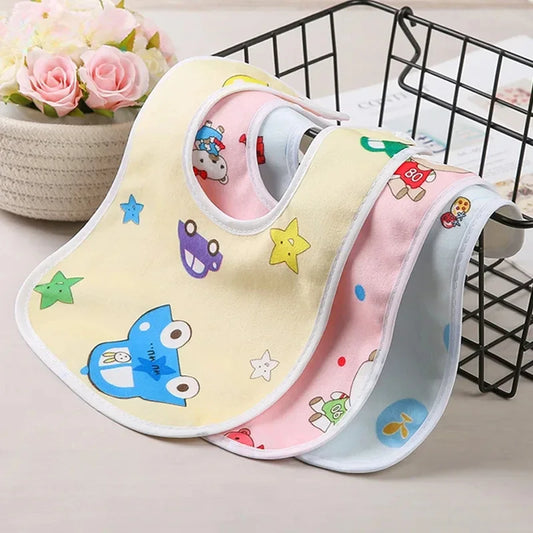 Cotton Baby Bibs | Thickened Waterproof & Absorbent Feeding Bibs | Cartoon Pattern Burp Cloths for Baby Protection - Kidzy Market