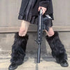 Japanese White Faux Fur Leg Warmers - Boot Covers | Y2K Goth Solid Leg Socks | Punk JK Knee-Length Hiphop Hotgirl Fashion Warm Socks