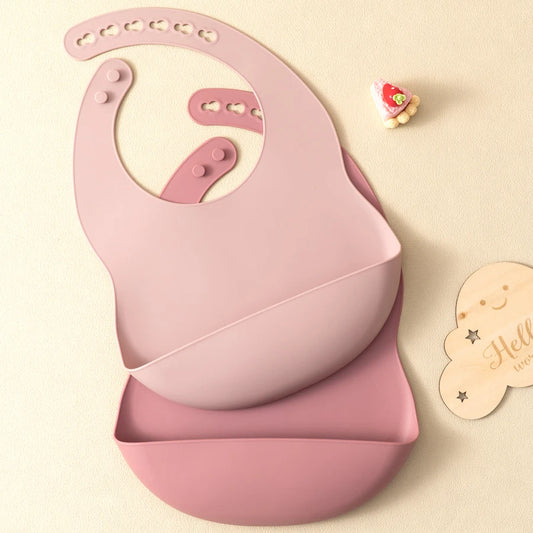 2PCS Silicone Baby Bibs for Toddlers – Waterproof, Solid Color, Adjustable Feeding & Burp Cloths for Newborns & Drooling Scarf - Kidzy Market