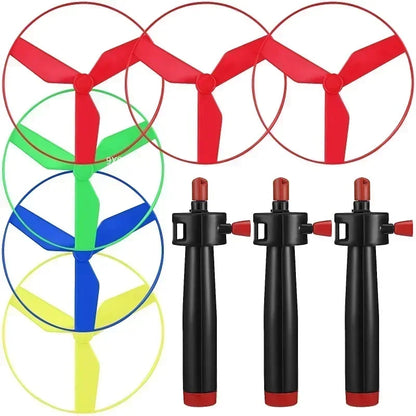 MOONBIFFY 1-Pack Kids Pull-String Flying Disc Helicopter Toy — Outdoor Propeller Spin Top for Ages 4-12