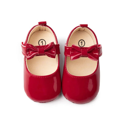 Meckior Baby Girls Shoes Bowknot Princess Dress Shoes PU Anti-Slip Soft Sole Infant First Walkers Newborn Crib Baby Shoes