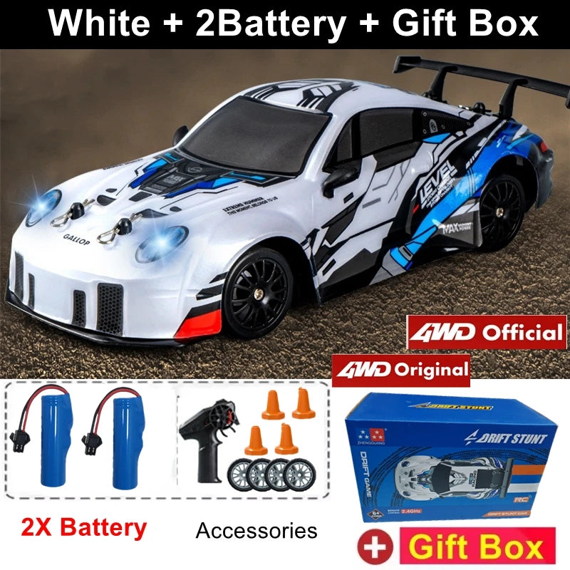 4WD RC Drift Car with LED Lights and 2.4G Remote Control 20km/h Speed