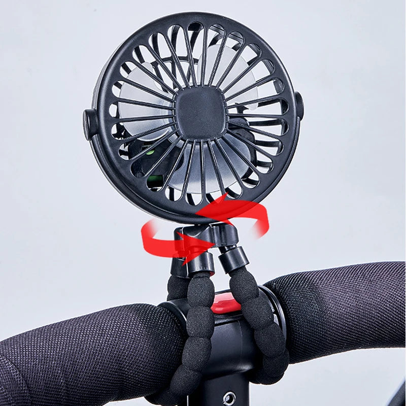 Portable Cart Stroller Fan Clip-On for Baby 600mAh USB Rechargeable Handheld Electric Fan with 3 Speeds for Home and Outdoor Use