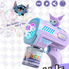 Handheld Automatic Bubble Gun for Kids – Space Sticker Design, LED Light, No-Spill Bubble Blower Toy (Batteries & Bubble Solution Not Included)