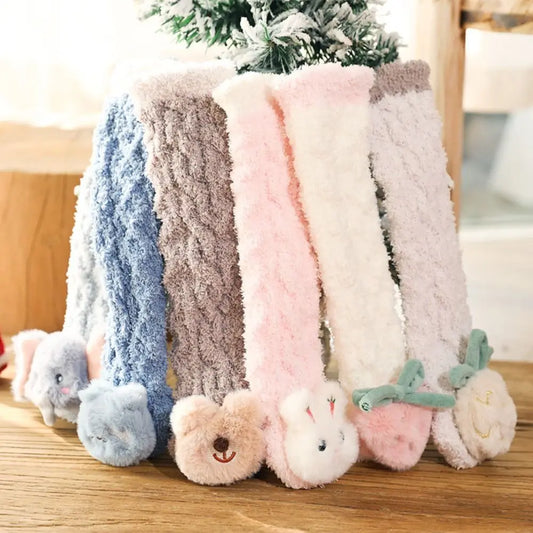 3D Baby Winter Fluffy Slipper Socks - Cute Knee-High Socks for Infants & Toddlers | Fleece Warm Socks for Boys & Girls
