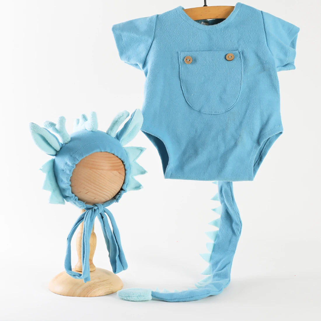 Baby Photography Clothes Set Soft Fabric Sewing Dragon Outfit Baby Boy Romper and Hat Newborn Photography Props