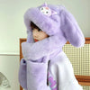 Sanrio Kuromi Winter Hat, Scarf & Gloves Set – Cute Velvet Ear-Moving Cap for Girls, Warm & Cozy