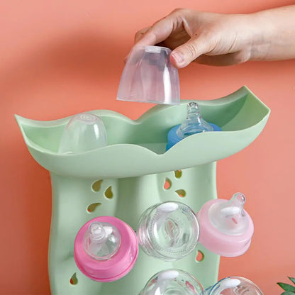 Space-Saving Baby Bottle Drying Rack – Vertical Organizer for 6 Bottles & Pump Parts, Countertop Storage