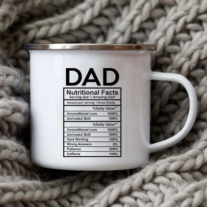 Dad Nutritional Facts Enamel Coffee Mug – Best Dad Ever Gift from Kids – Father's Day Gift for Papa, Daddy, Stepdad