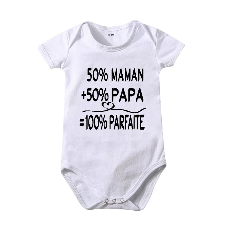 Popular "Mom+Dad=Me" Baby Romper – 100% Cotton Summer Onesie, Newborn Baby Clothes, Unisex Crawling Clothes, Comfortable and Cute