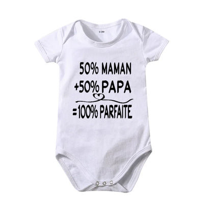Popular "Mom+Dad=Me" Baby Romper – 100% Cotton Summer Onesie, Newborn Baby Clothes, Unisex Crawling Clothes, Comfortable and Cute