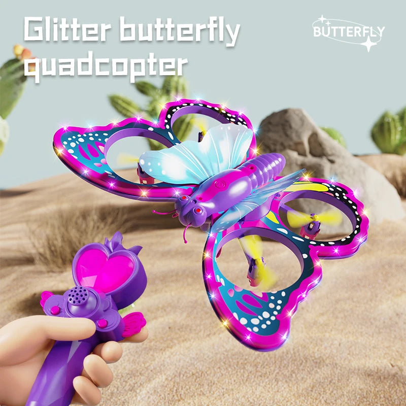 New V40 Glitter Butterfly Mini RC Quadcopter – 2.4 GHz Gravity Sensing Drone Toy Gift