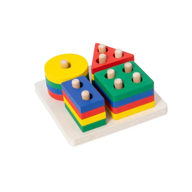 Educational Rainbow Tower Four Column Shape Twist Baby Toy