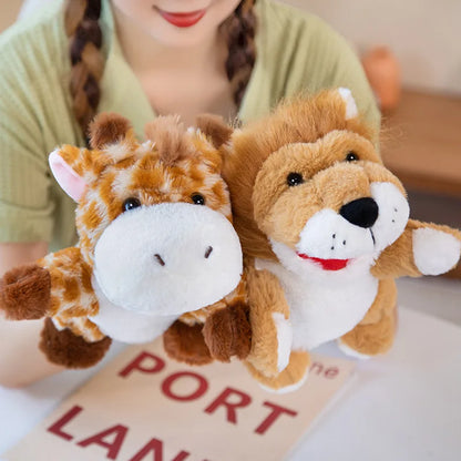 Stuffed Plush Hand and Finger Puppets, Lion Elephant Bunny Monkey Educational Toy for Kids