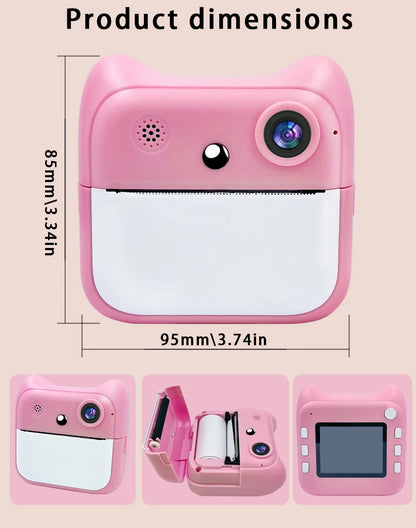 Kids Instant Print Camera Toy with 1 Roll of Print Paper, Christmas and Birthday Gift for Boys and Girls Ages 3-12