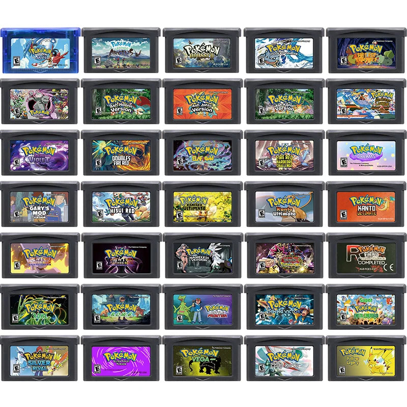 GBA Game Cartridge (32-bit, Pokemon Series, Odyssey Cloud White, FireRed & Silver Rival Rom Hack)