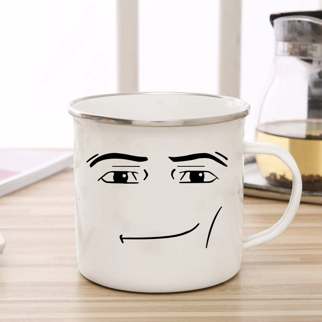 Woman Face Enamel Coffee Mug — Funny Cute Gamer Mug, Birthday & Back-to-School Gift