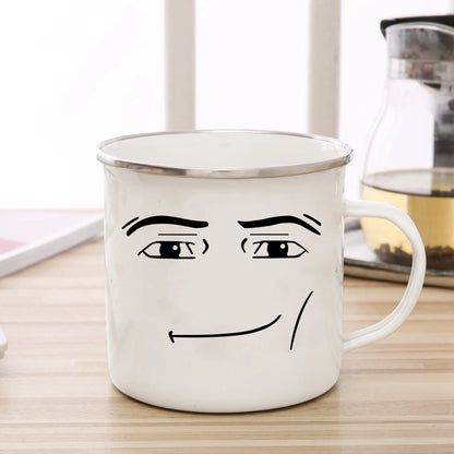 Woman Face Enamel Coffee Mug — Funny Cute Gamer Mug, Birthday & Back-to-School Gift