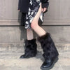 Japanese White Faux Fur Leg Warmers - Boot Covers | Y2K Goth Solid Leg Socks | Punk JK Knee-Length Hiphop Hotgirl Fashion Warm Socks