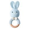 TYRY.HU Baby Small Rabbit Wooden Rattle & Teether - Mobile Pram Crib Ring, DIY Crochet Rattle Soother Bracelet | BPA-Free
