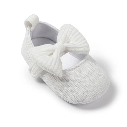 Meckior Spring Autumn Cotton Sole Baby Girl Shoes – Newborn Toddler Bow Love First Walkers Anti-Slip Moccasins
