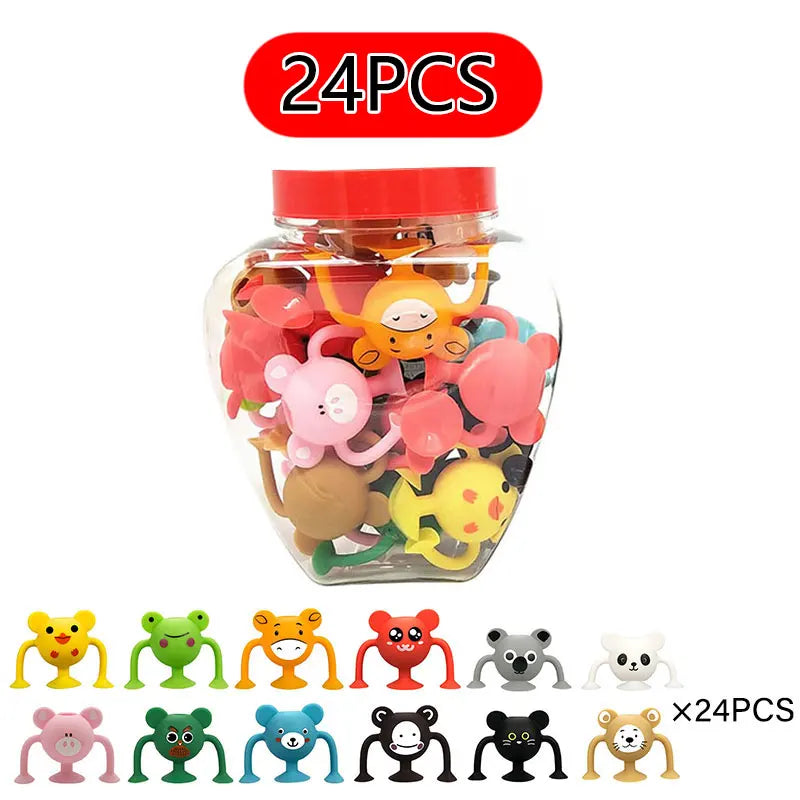 Montessori Animal Silicone Soft Building Blocks – DIY Suction Cup Assembly for Sensory Play and Educational Toy for Children