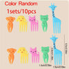 10pcs Cute Animal Fruit Forks Mini Cartoon Snack Picks for Kids