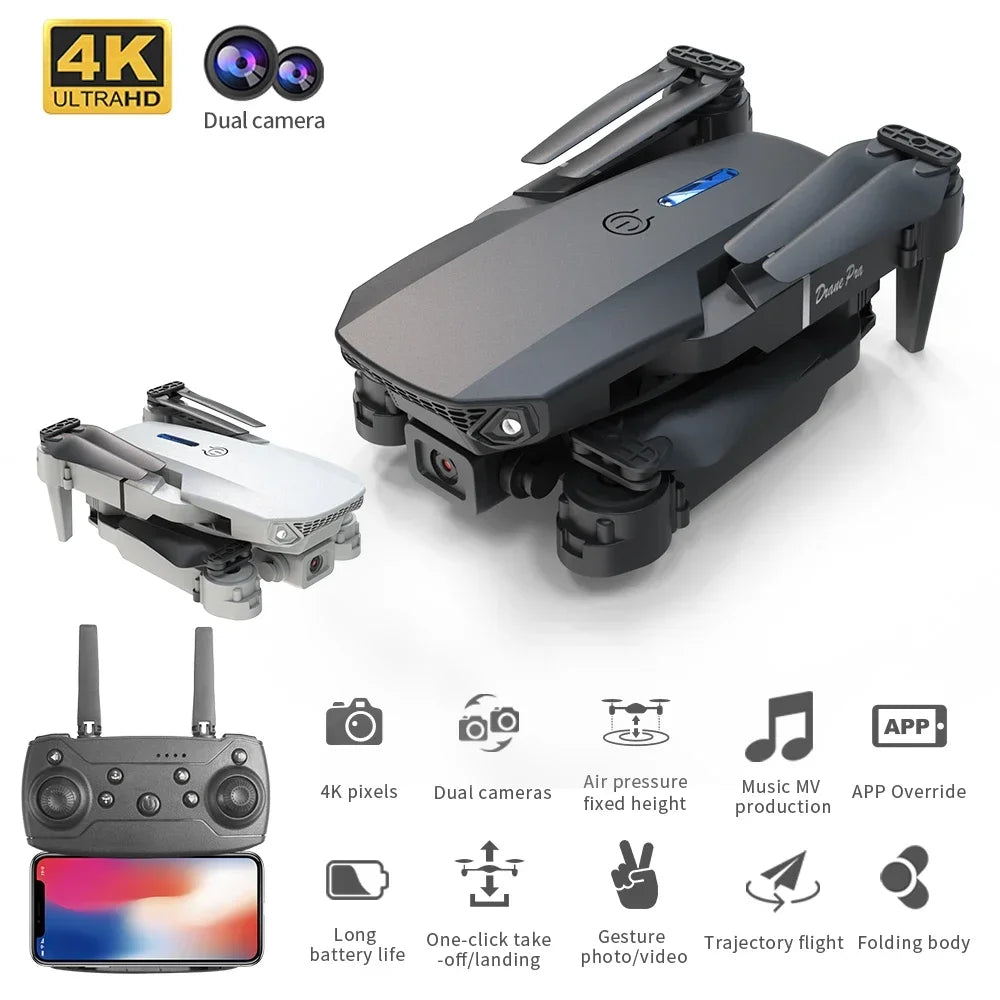 Professional Mini RC Drone E88 – 4K HD WiFi FPV Foldable Quadcopter Toy