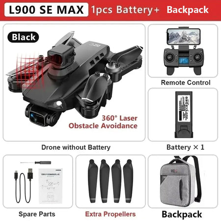 L900 Pro SE Max GPS Drone – 4K Dual HD Camera 5G WiFi FPV Quadcopter with Obstacle Avoidance