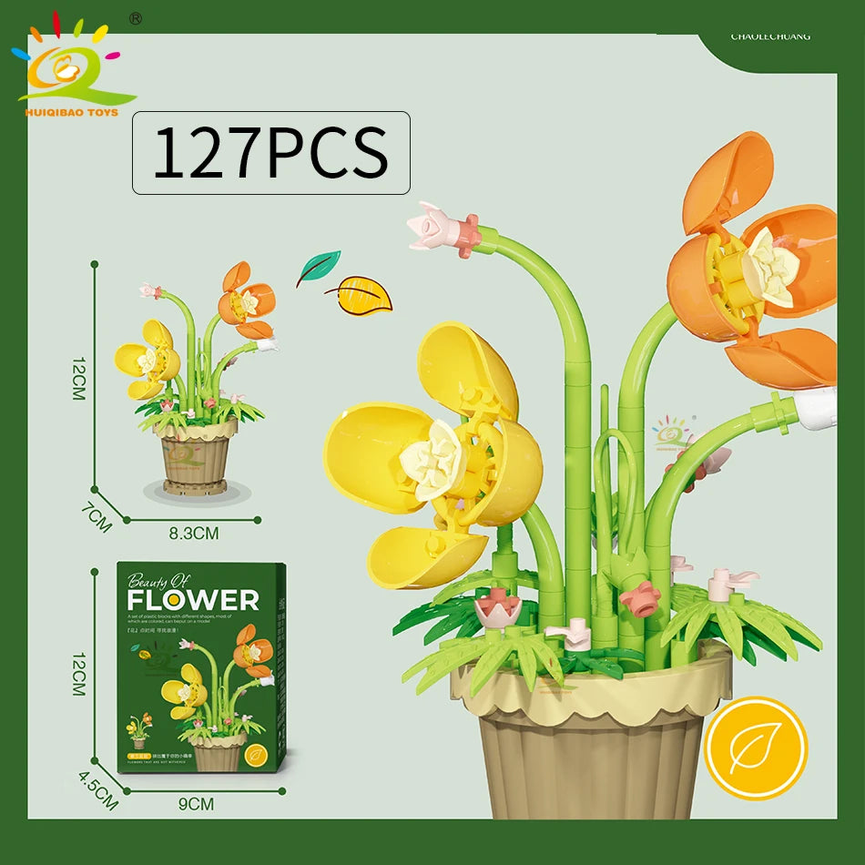 Eternal Bouquet Micro Building Blocks – DIY Flower Model Brick Toy for Kids, Home Desk Decoration