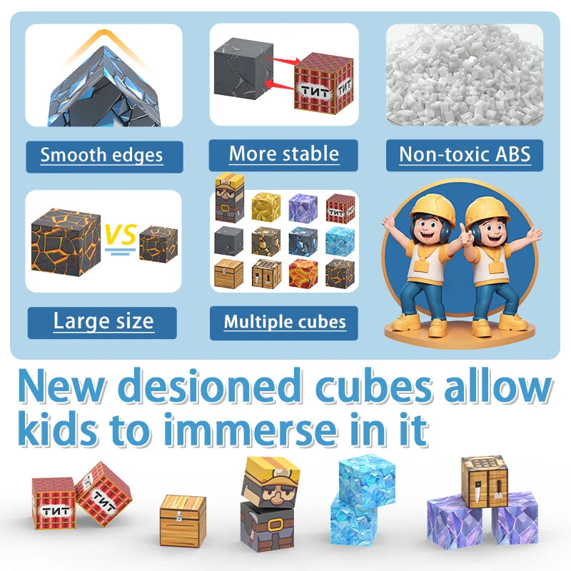100PCS Magnetic Blocks Mine World Construction Set for Kids 3+