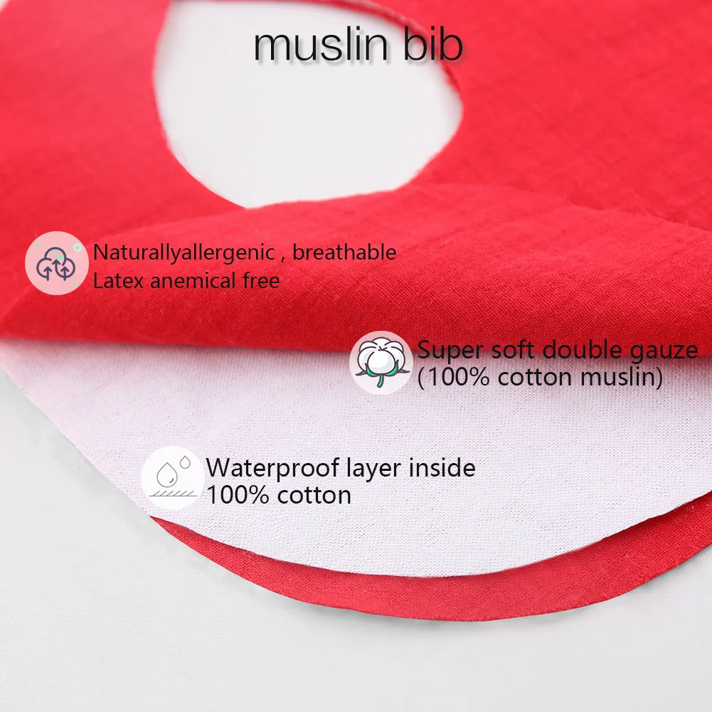 3Pcs/Set Muslin Cotton Bamboo Baby Bibs with Tassel Lace | Adjustable Feeding Drool Burp Cloths for Boys & Girls | Infant Scarf Towel Set - Kidzy Market