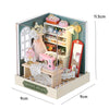 Mini DIY Wooden Dollhouse Kit 11.5 x 9 x 9 cm (4.5 x 3.5 x 3.5 in) - 3D Miniature House with Furniture & Dust Cover, Assembly Model Gift for Teens & Adults