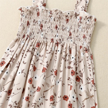 Baby Girl Floral Jumpsuit – Tie-Up Suspender Overalls Romper (Summer Outfit, 0-24 Months, 2024 New)