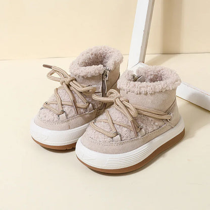 Warm Baby Boots with Plush Lining and Rubber Sole for Toddlers and Kids