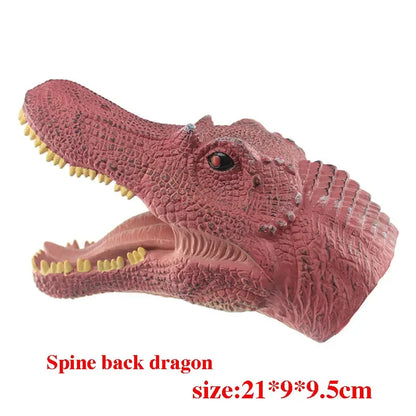 Soft Vinyl Dinosaur Hand Puppet, Rubber Animal Head Toy Glove Gift for Halloween