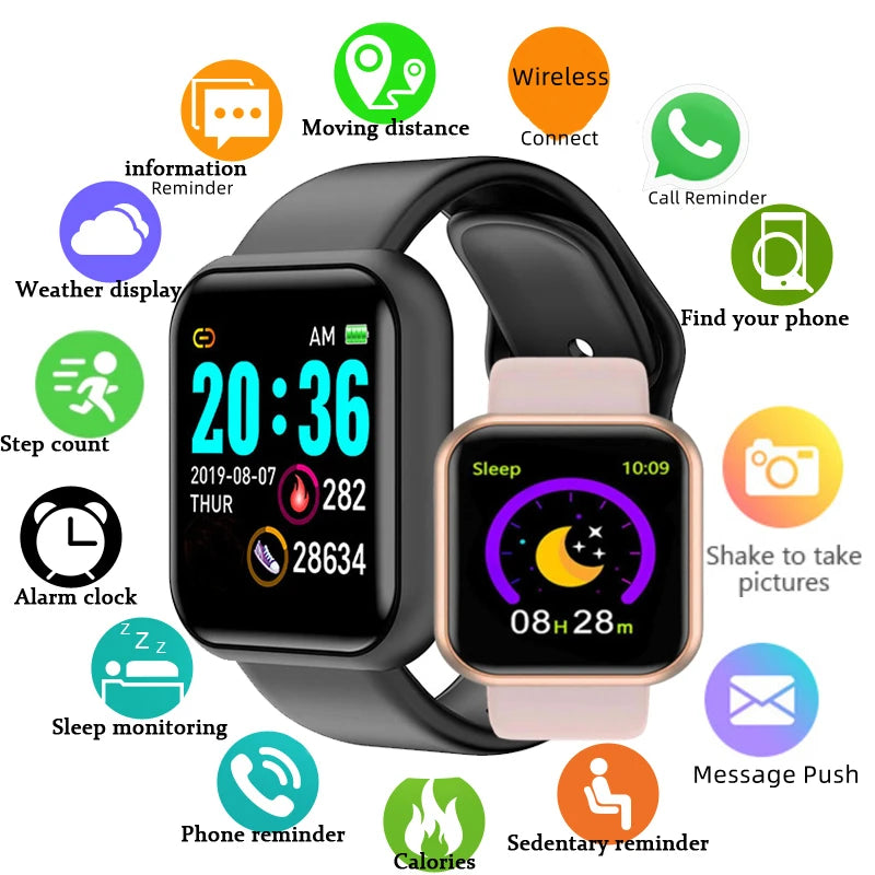Multi-Color Smart Watch for Children Boys and Girls Fashion LED Digital Wristwatch Silicone Strap Sport Watch