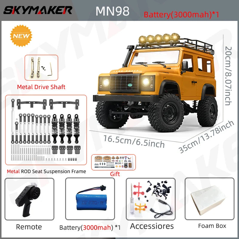 MN99s MN98 1:12 RC Rock Crawler Defender with 4WD and 2.4G Remote Control
