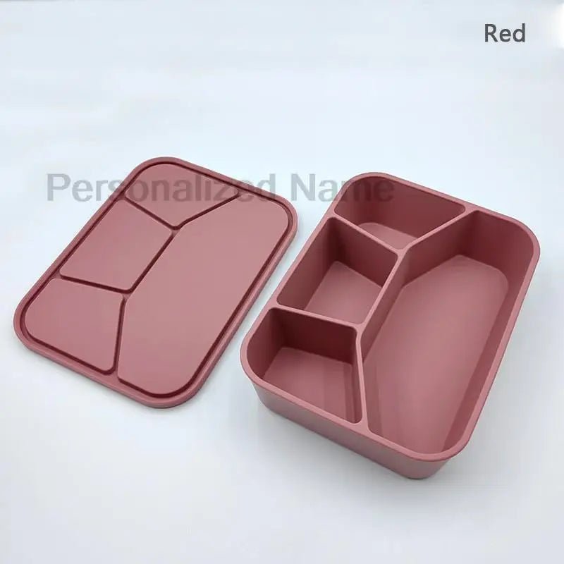 Silicone Lunch Box with 4 Compartments – Leakproof Adult & Children's Lunch Box, Interlayer Food Container for Meals