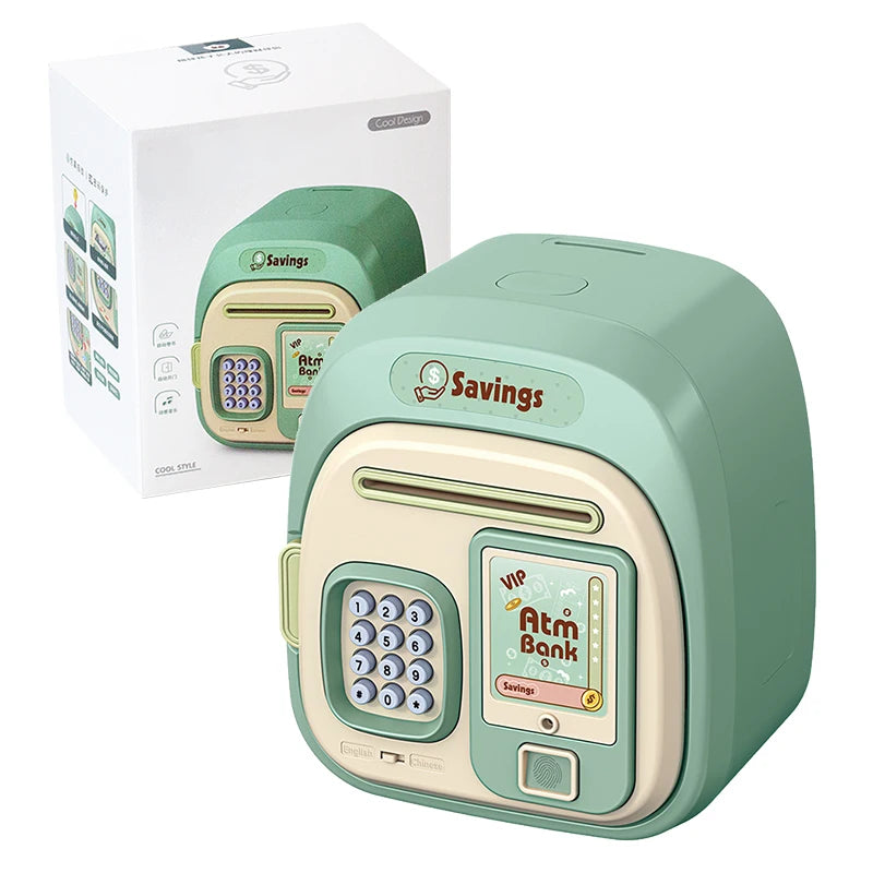 Electronic Piggy Bank for Kids – Mini ATM Cash Money Bank with Password Lock, Banknote Saving Box, Gift for Ages 3+