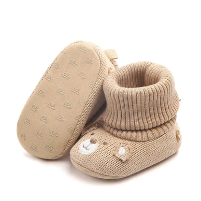 Baby Wool Knitted Shoes for Boys and Girls Newborn Booties Winter Warm Infant Toddler Crib Shoes Classic First Walkers