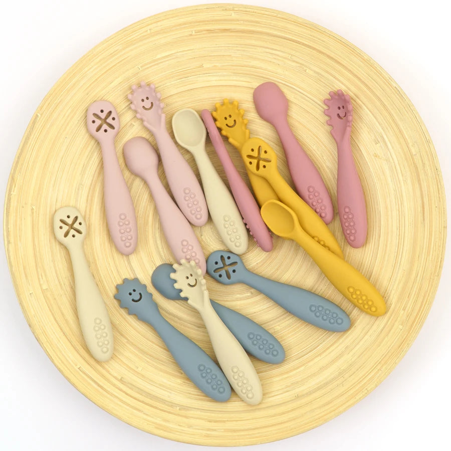 3PCS Silicone Spoon & Fork Set for Baby – Soft Feeding Utensils, Training Cutlery for Toddlers, BPA-Free Children’s Tableware