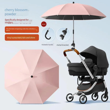 Baby Stroller Solid Color Sunade Umbrella Sunshade Bendable Arm Clip-On Handle Trolley Sunshade Accessory for Outdoors