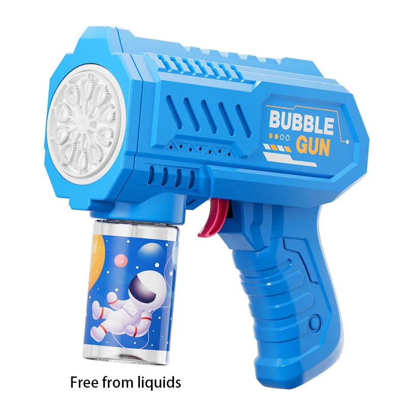 Dinosaur Bubble Machine — Automatic Battery-Powered Bubble Gun for Kids, LED Lights, 360° Rotating, Portable