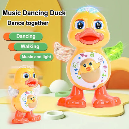 Electric Music Light Dancing Duck Toy with Blinking Eyes and Shaking Head, Educational Electronic Pet Gift for Children
