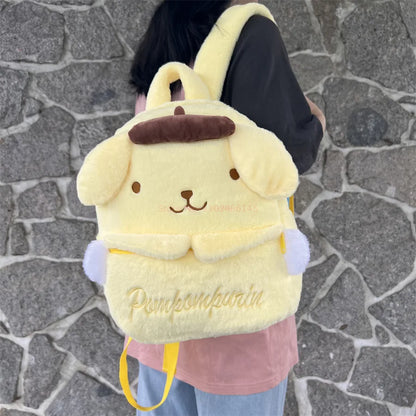 Sanrio Cartoon Plush Backpack – Cinnamoroll, Kuromi, and My Melody Large Capacity Shoulder Bag for Kids