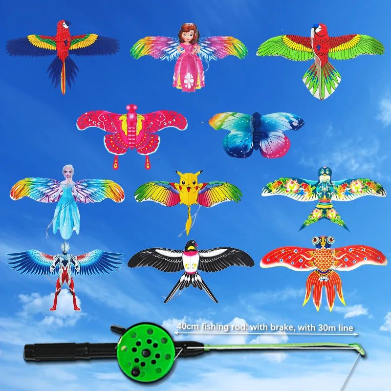 1 Set Children’s Kite Toy – Cartoon Butterfly, Swallow, Eagle Kite with Handle, Kids Flying Outdoor Toy