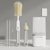Baby Silicone Bottle Brush Set, Portable Straight Handle Cleaning Tool with 360° Rotating Drying Rack & Bottle Washing Brush Combination